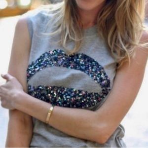 Sequin-embellished Gray Muscle Tank by Marcus Lupfer